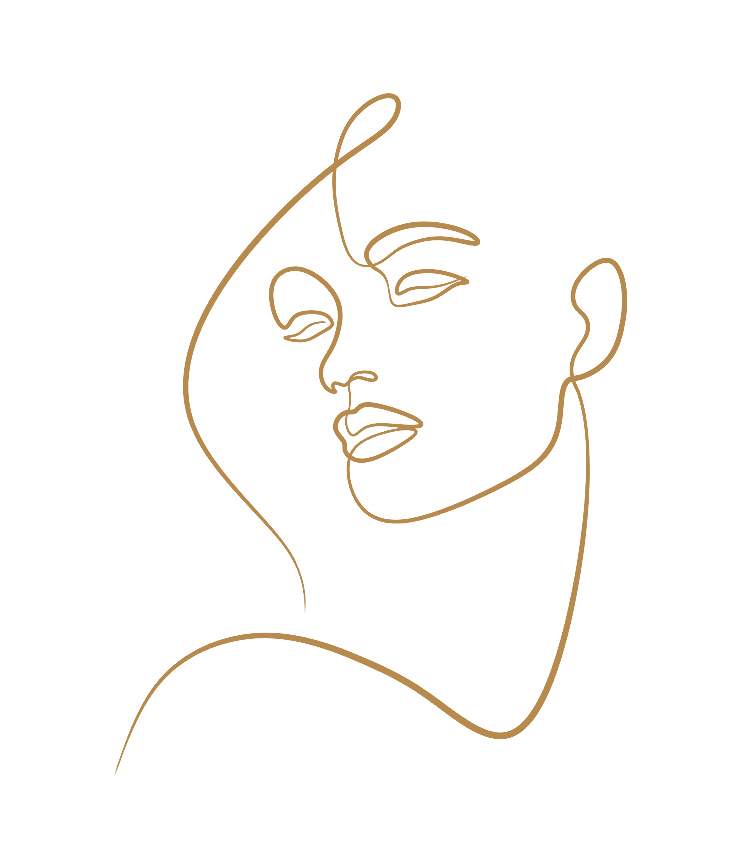 Gold aesthetic face contour line art
